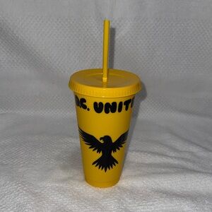 Custom Designed Yellow DC United Tumbler with Straw- New Without Tags